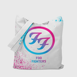 Сумка-шопер Foo Fighters neon gradient style, цвет: 3D-принт