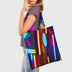 Сумка-шопер Абстрактная неоновая композиция, цвет: 3D-принт — фото 2