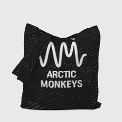 Сумка-шоппер Arctic Monkeys glitch на темном фоне