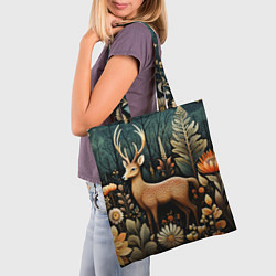 Сумка-шопер Лесной олень в стиле фолк-арт, цвет: 3D-принт — фото 2