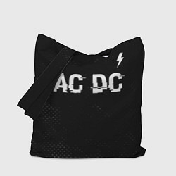 Сумка-шоппер AC DC glitch на темном фоне: символ сверху