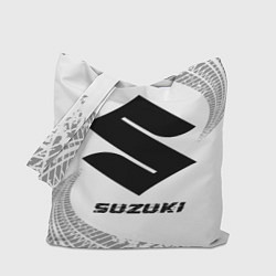 Сумка-шоппер Suzuki speed на светлом фоне со следами шин