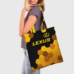 Сумка-шопер Lexus - gold gradient: символ сверху, цвет: 3D-принт — фото 2