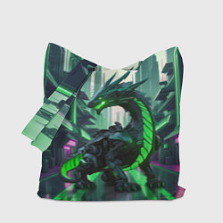 Сумка-шоппер Неоновый зеленый дракон