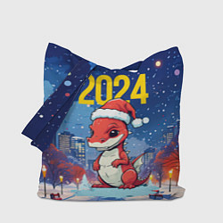 Сумка-шопер 2024 красный новогодний дракон, цвет: 3D-принт