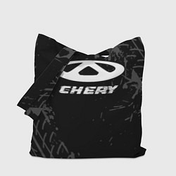Сумка-шоппер Chery speed на темном фоне со следами шин