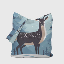Сумка-шопер Зимняя сказка олень в лесу, цвет: 3D-принт