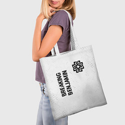 Сумка-шопер Breaking Benjamin glitch на светлом фоне вертикаль, цвет: 3D-принт — фото 2