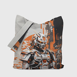 Сумка-шопер Киборг с оранжевыми вставками, цвет: 3D-принт
