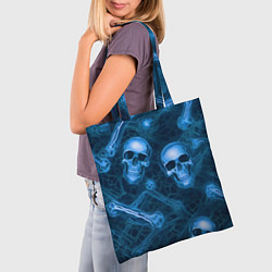 Сумка-шопер Синие черепа и кости, цвет: 3D-принт — фото 2