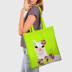 Сумка-шопер Лама - альпака в венке, цвет: 3D-принт — фото 2