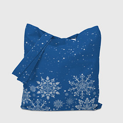 Сумка-шоппер Текстура снежинок на синем фоне