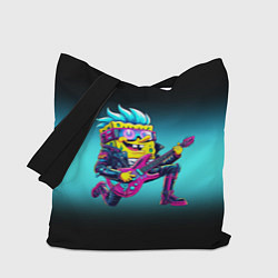 Сумка-шопер Sponge Bob - rock guitarist - ai art, цвет: 3D-принт
