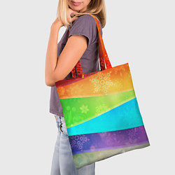 Сумка-шопер Абстрактный разноцветный волнистый фон со снежинка, цвет: 3D-принт — фото 2