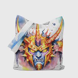Сумка-шоппер Агрессивный оранжевый робот акварель