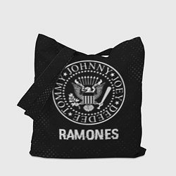 Сумка-шоппер Ramones glitch на темном фоне