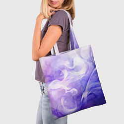 Сумка-шопер Белые узоры на абстрактном фиолетовом фоне, цвет: 3D-принт — фото 2