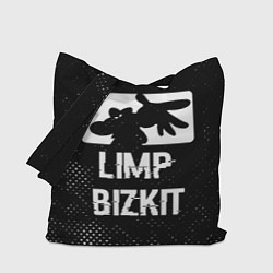 Сумка-шоппер Limp Bizkit glitch на темном фоне
