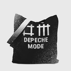 Сумка-шопер Depeche Mode glitch на темном фоне, цвет: 3D-принт