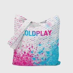 Сумка-шопер Coldplay neon gradient style посередине, цвет: 3D-принт