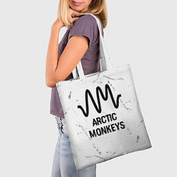 Сумка-шопер Arctic Monkeys glitch на светлом фоне, цвет: 3D-принт — фото 2
