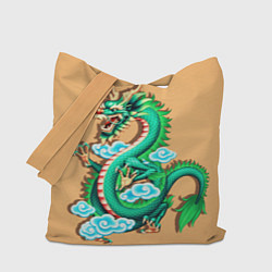 Сумка-шоппер Зелёный дракон на оранжевой текстуре