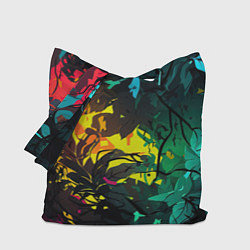 Сумка-шопер Яркие разноцветные абстрактные листья, цвет: 3D-принт