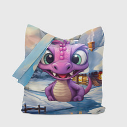 Сумка-шоппер Фиолетовый забавный дракон
