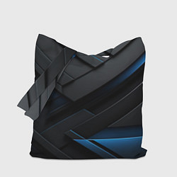 Сумка-шопер Голубая неоновая полоса на черном, цвет: 3D-принт