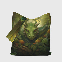 Сумка-шоппер Зеленый лесной дракон символ 2024