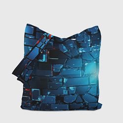 Сумка-шопер Синие абстрактные плиты, цвет: 3D-принт
