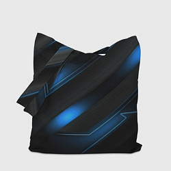 Сумка-шопер Синий неоновый яркий свет на черном абстрактном фо, цвет: 3D-принт