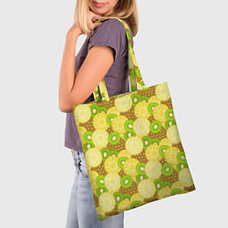 Сумка-шопер Фрукты - ананас и киви, цвет: 3D-принт — фото 2