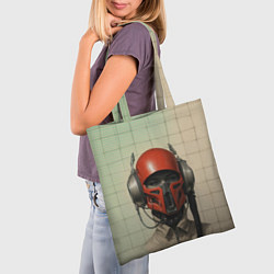 Сумка-шопер Человек в красном шлеме и наушниках, цвет: 3D-принт — фото 2