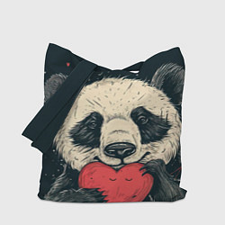 Сумка-шопер Влюбленная панда обнимает сердечко, цвет: 3D-принт