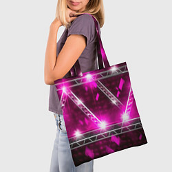 Сумка-шопер Серебряные и синие вставки абстракции, цвет: 3D-принт — фото 2