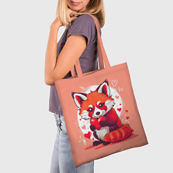 Сумка-шопер Рыжая лисичка с сердцем, цвет: 3D-принт — фото 2