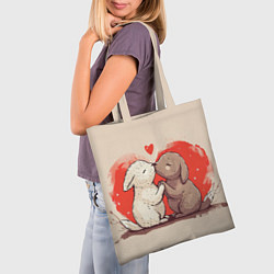 Сумка-шопер Влюбленные кролики, цвет: 3D-принт — фото 2