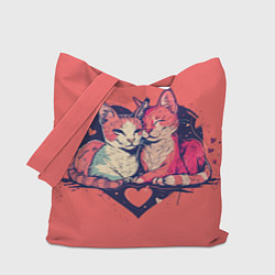Сумка-шоппер Влюбленные коты в виде сердца