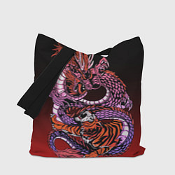 Сумка-шопер Дракон и тигр в год дракона, цвет: 3D-принт