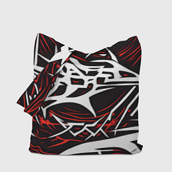 Сумка-шопер Белые и красные агрессивные линии на чёрном фоне, цвет: 3D-принт