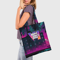Сумка-шопер GTA 6 logo night Vice city, цвет: 3D-принт — фото 2