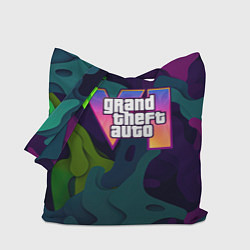 Сумка-шоппер GTA 6 logo яркий неоновый камуфляжный стиль
