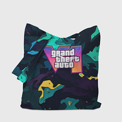 Сумка-шоппер GTA 6 logo яркий неоновый камуфляжный стиль