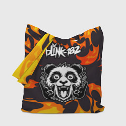 Сумка-шопер Blink 182 рок панда и огонь, цвет: 3D-принт