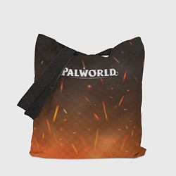 Сумка-шоппер Palworld лого на фоне огня