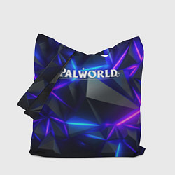 Сумка-шоппер Palworld логотип на ярких неоновых плитах