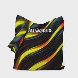 Сумка-шоппер Palworld логотип золотые и черные волны