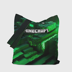 Сумка-шоппер Minecraft logo зеленые неоновые кубы
