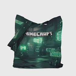 Сумка-шоппер Minecraft logo в стиле киберпанк